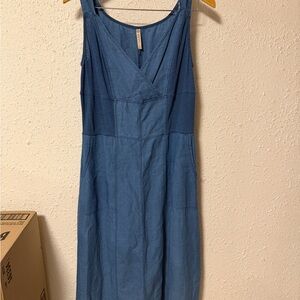 XCVI Lyall Mock-Denim Blue Midi Tank Dress